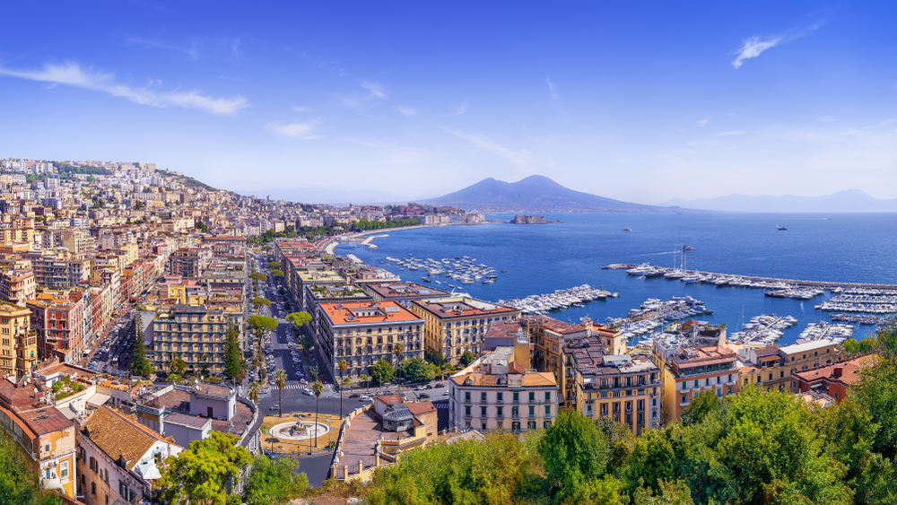 View of the cities of Naples and the marina.